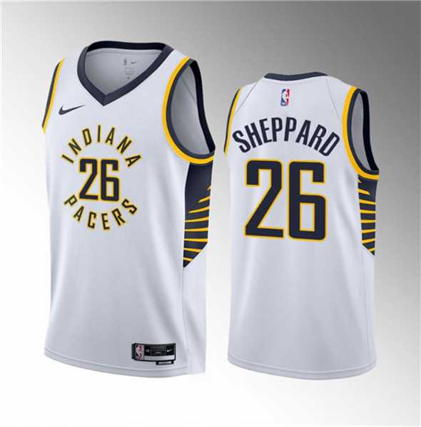 Men's Indiana Pacers #26 Ben Sheppard White 2023 Draft Association Edition Stitched Basketball Jersey Dzhi